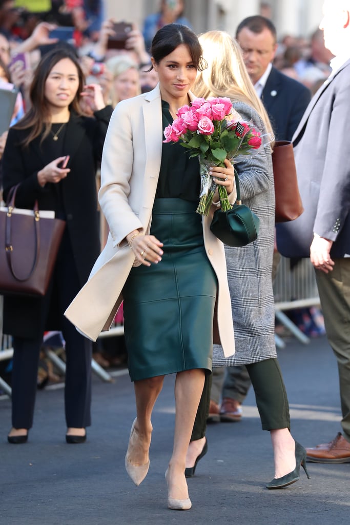 Meghan Markle's Green Hugo Boss Leather Skirt