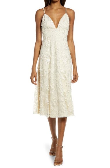 Lulus Flourishing Embroidered Lace Fit & Flare Dress