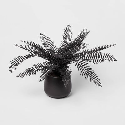 28" x 16" Artificial Black Fern Arrangement in Ceramic Pot Black