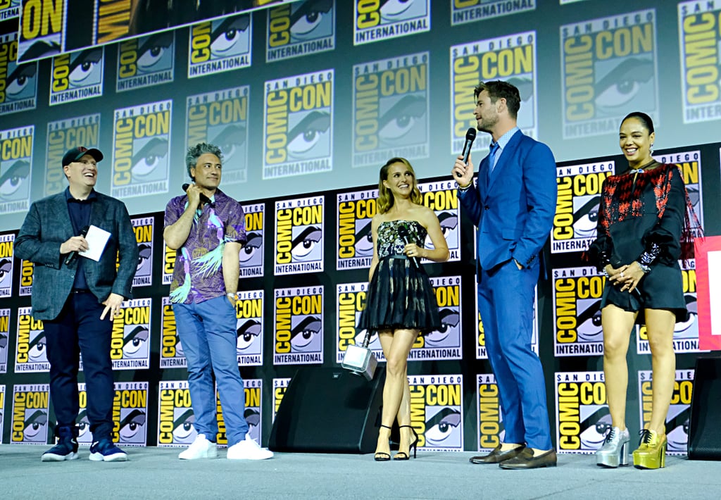 Pictured: Kevin Feige, Taika Waititi, Natalie Portman, Chris Hemsworth, and Tessa Thompson at San Diego Comic-Con.