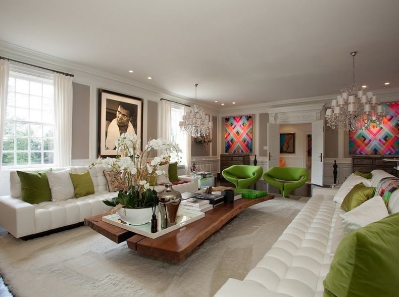 Guests won't have to fight for seats in this living room. There are plenty of couches to choose from.