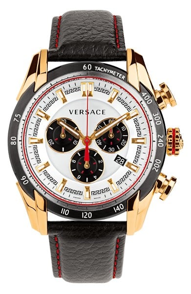 The Men's Versace V-Ray Chronograph Leather Strap Watch ($1,995) is for an eccentric type that loves a touch of luxury.