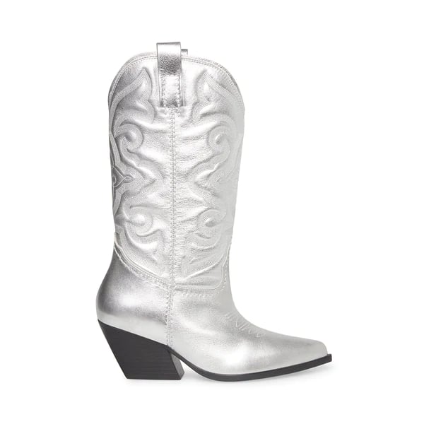 Steve Madden West Silver Leather Boots