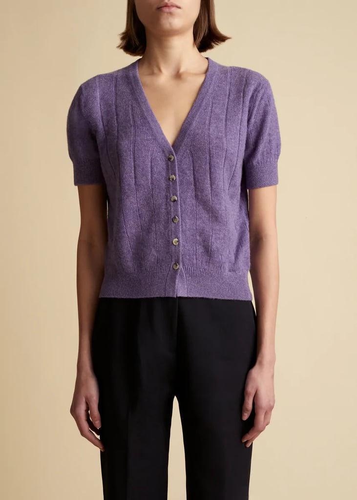 羊毛衫服装:Khaite Maryam开襟羊毛衫在紫晶