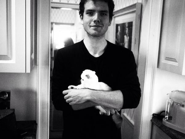 When he gently held a cute kitty.