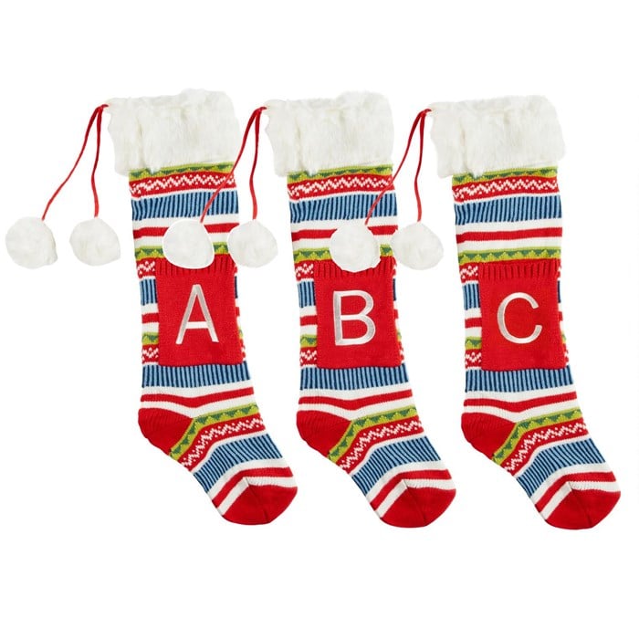 Fairisle Monogram Christmas Stocking With Faux Fur Cuff