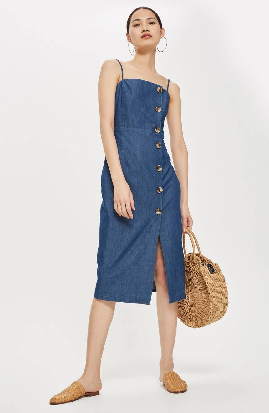Topshop button top midi dress