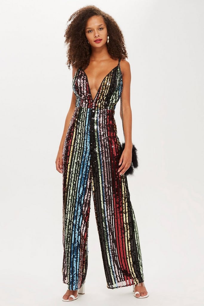 Topshop Rainbow Sequin Jumpsuit | Sandra Bullock Zuhair Murad Sequin ...