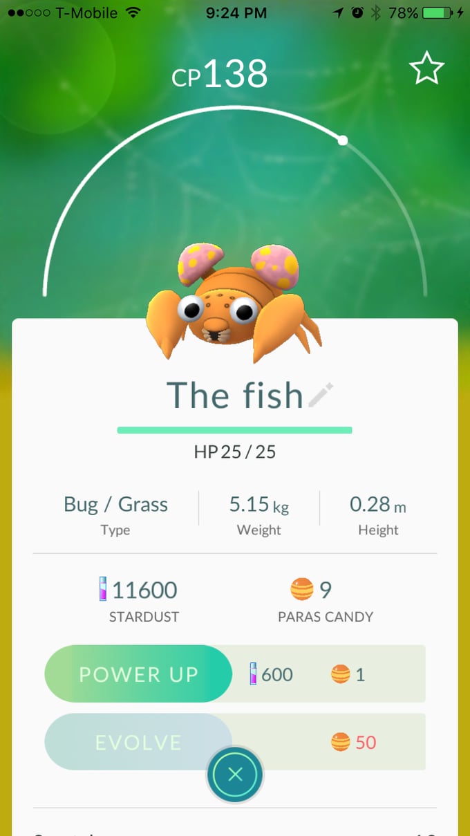 Paras aka "The fish" Pokemon Go Names, According to a
