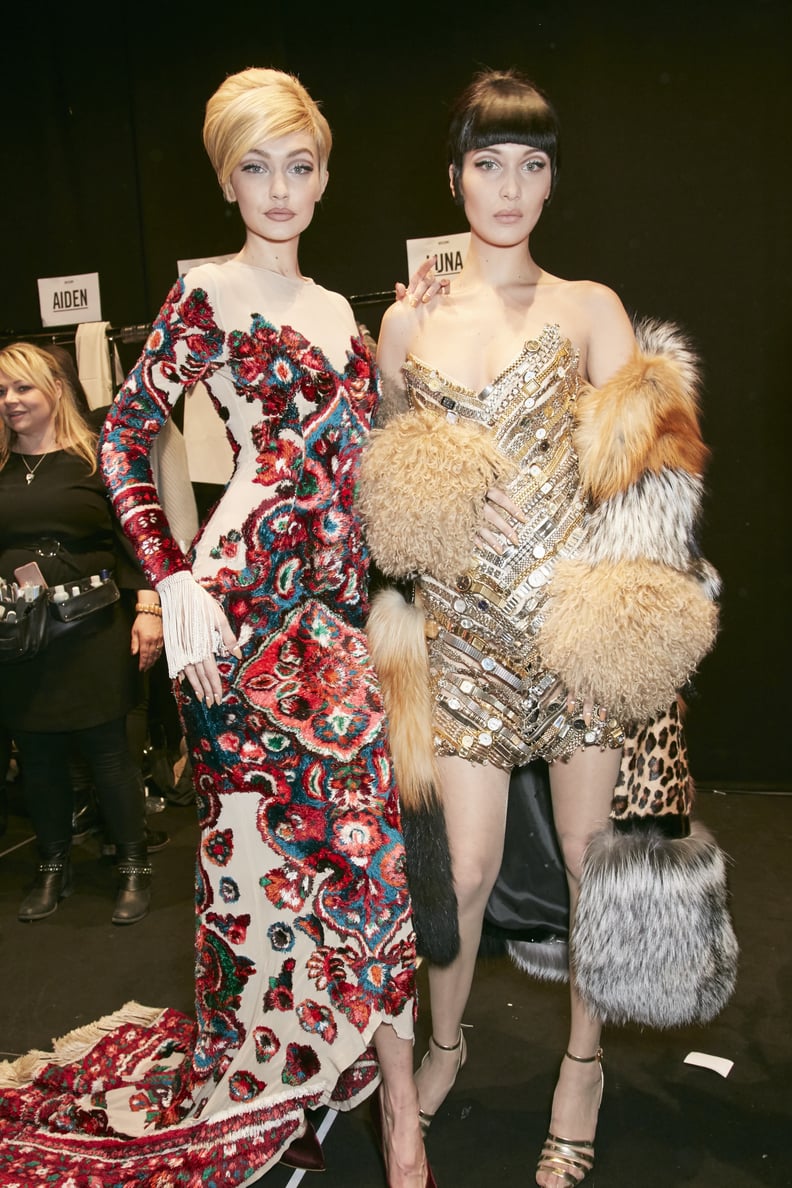 Gigi and Bella Posed Backstage at Moschino