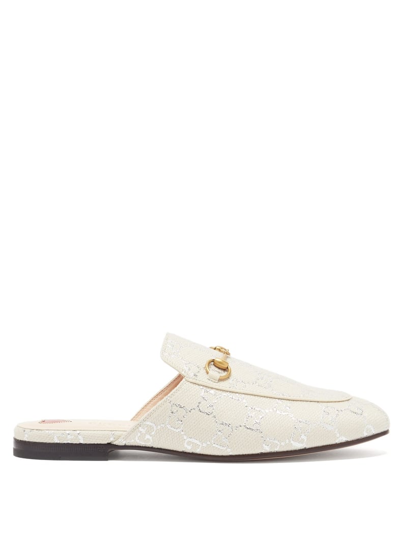 Gucci Princetown Logo-Jacquard Canvas Backless Loafers