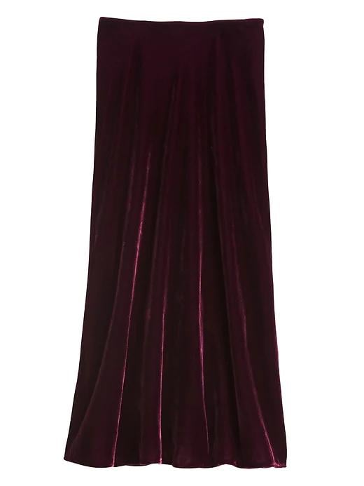 Velvet Midi Slip Skirt