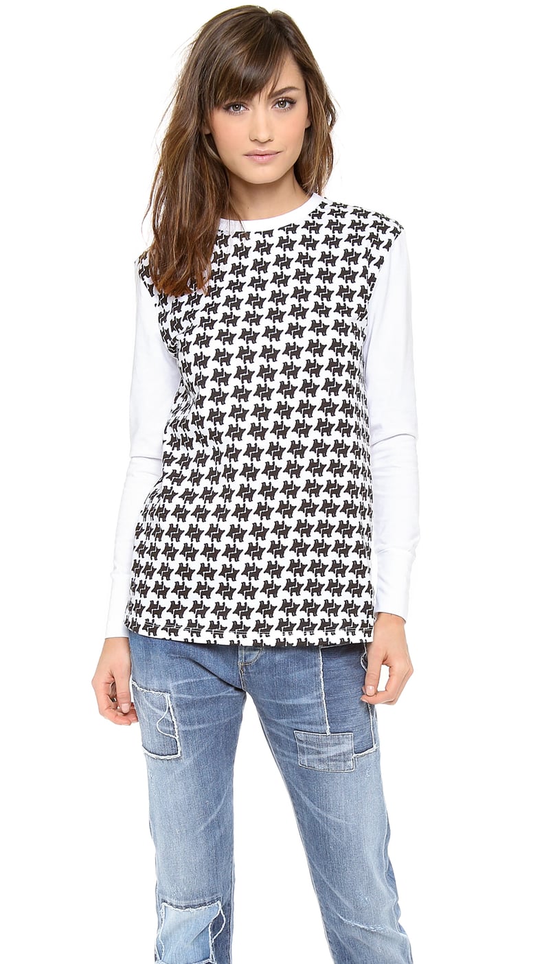 Cecile Houndstooth Long-Sleeved Top