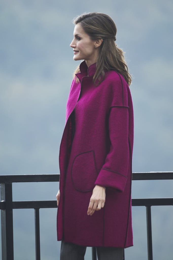 Queen Letizia's Marcos Luengo Pink Coat October 2016
