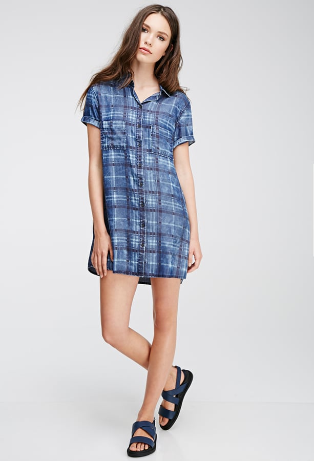 Forever 21 Plaid Denim Shirt Dress