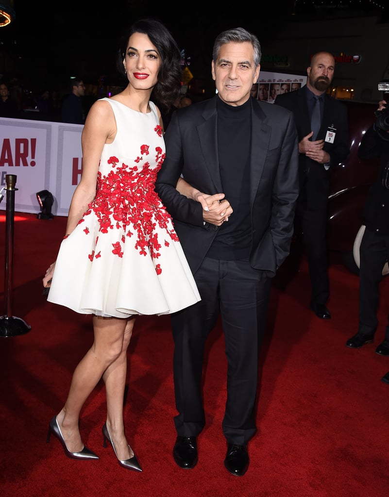 Amal Clooney Wearing Red Floral Giambattista Valli Dress