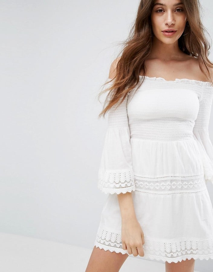 Bershka Shirring and Crochet Dress