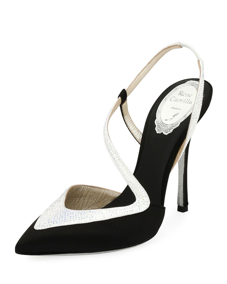 Rene Caovilla Asymmetric Satin 110mm Pump