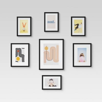 Set of 7 Gallery Frame Set Black - Room Essentials