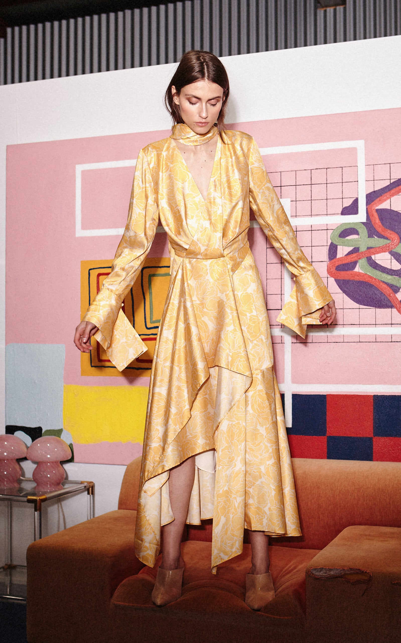 best long sleeve wedding guest dresses Sparkling Long Sleeve V-Neck A-Line Midi Wedding Guest Dress