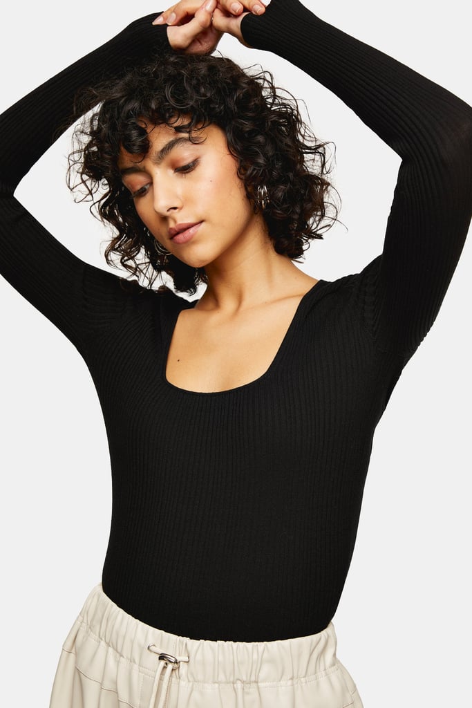 Knitted Plunge Sweater
