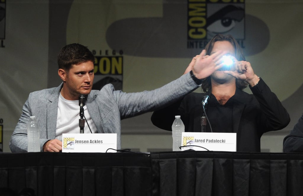 Jensen Ackles didn't let Jared Padalecki get a photo of the crowd as they attended the Supernatural panel in 2012.