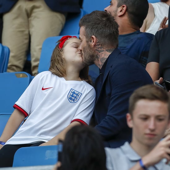 David Beckham Kissing Daughter on Lips at Soccer Game