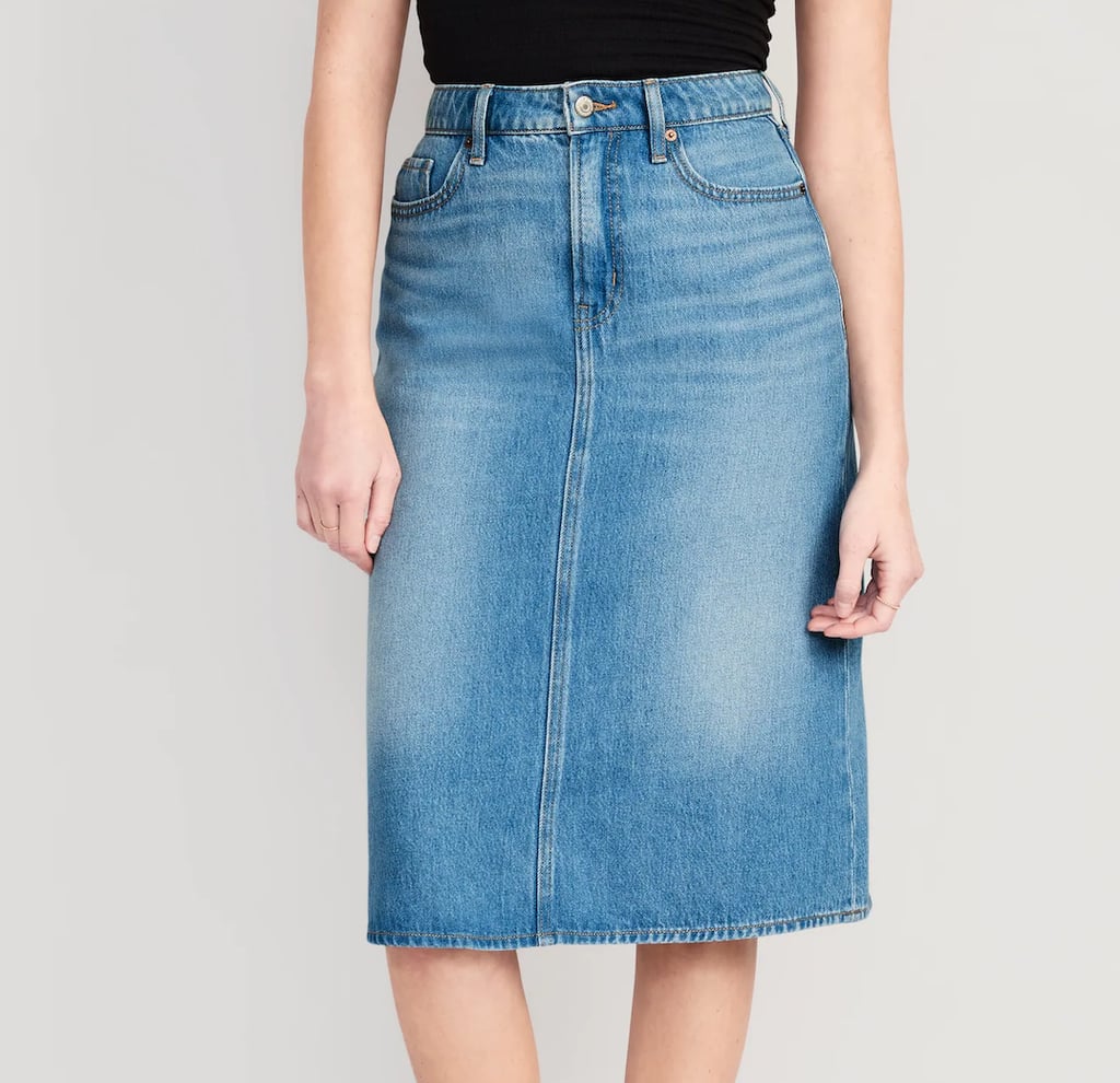 Old Navy Extra High-Waisted Jean Midi Skirt