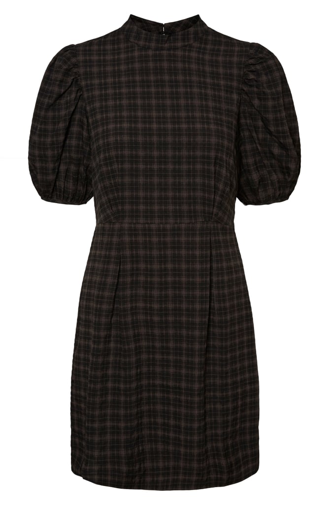 VERO MODA Maddie Plaid Puff Sleeve Dress