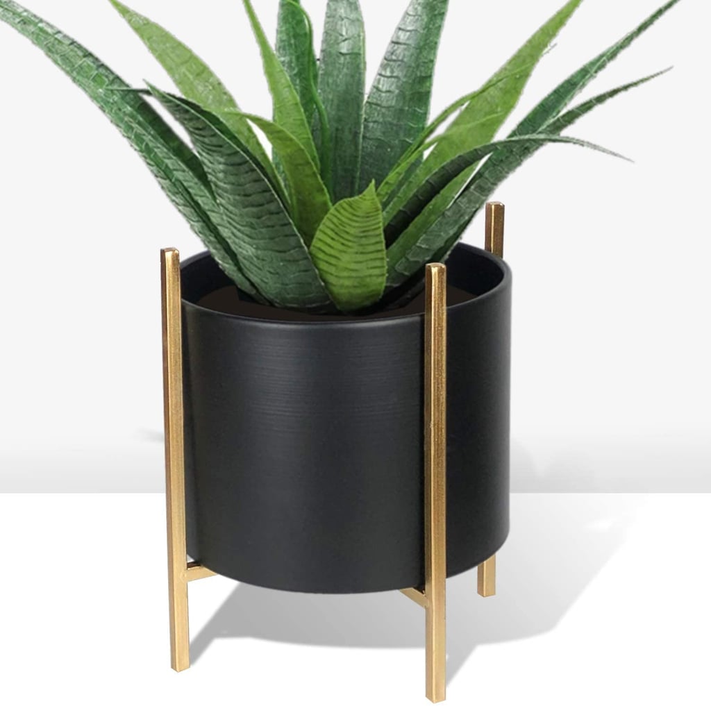 A Glam Find: Small Mid Century Style Metal Indoor Planter