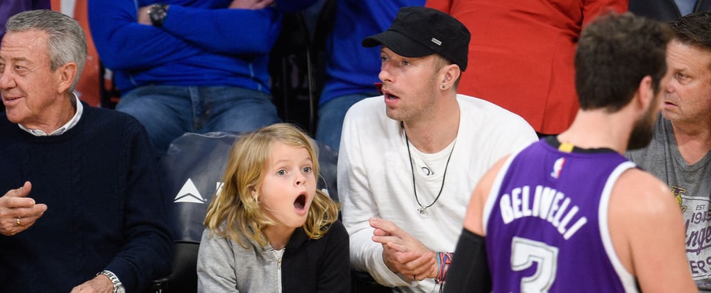 Chris Martin Son Moses at Lakers Game January 2016