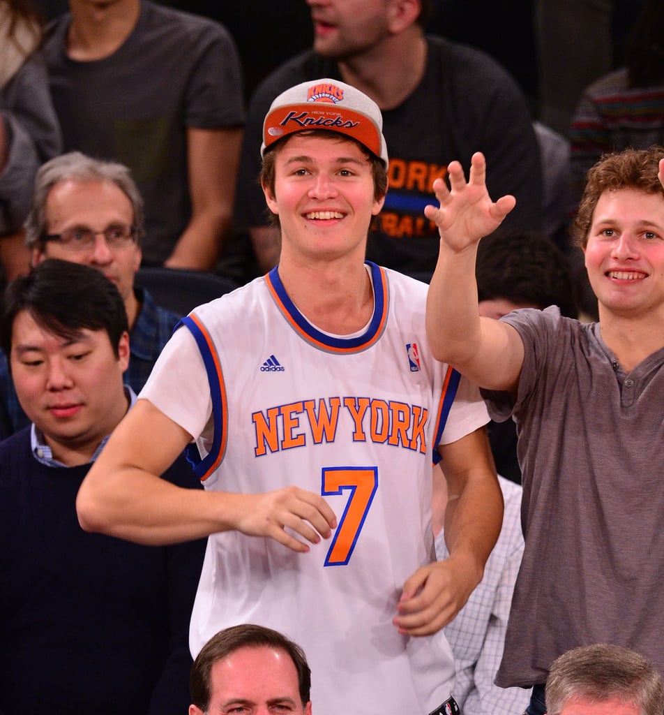 Ansel Elgort enjoyed an NYC basketball game with his brother Warren on Sund...