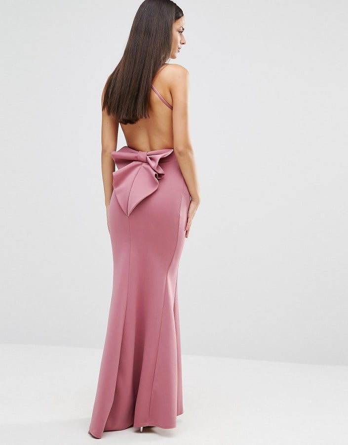 City Goddess Maxi Dress With Bow Detail and Exposed Back
