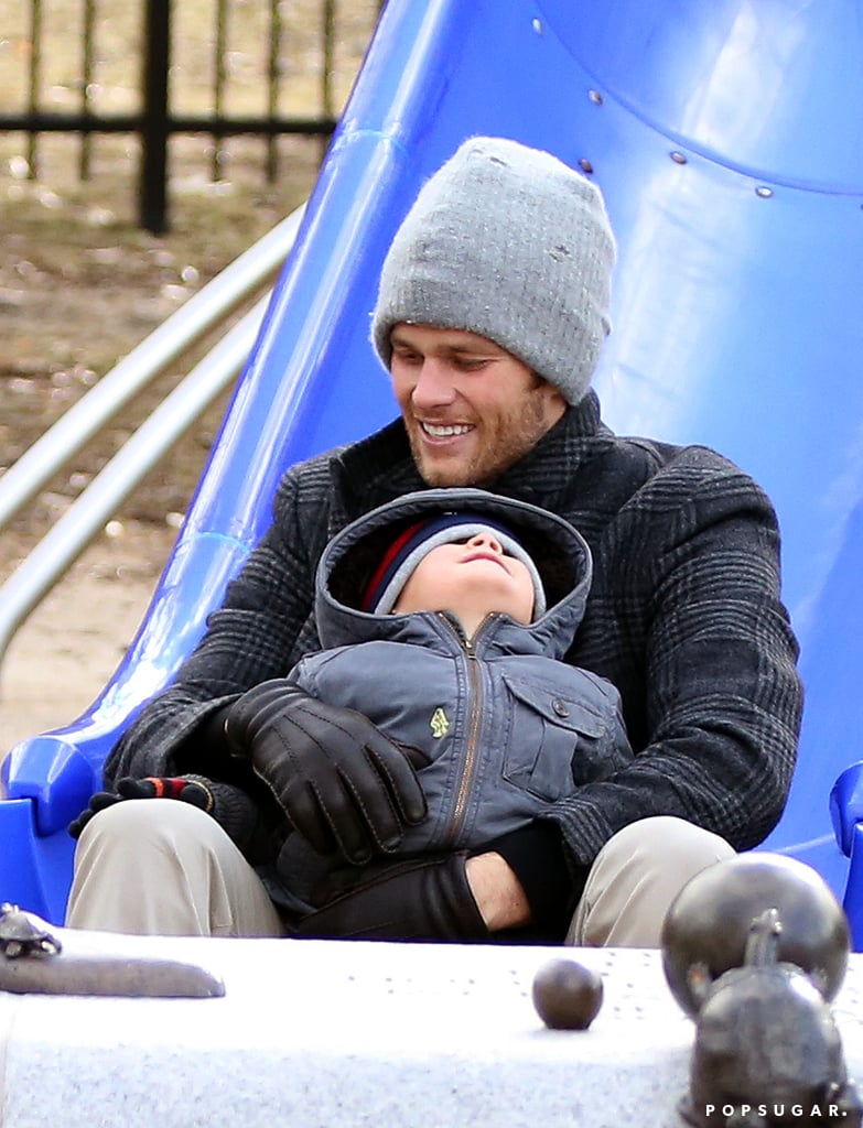 Tom and Benjamin Brady were an adorable father-son duo at the park in Boston.
