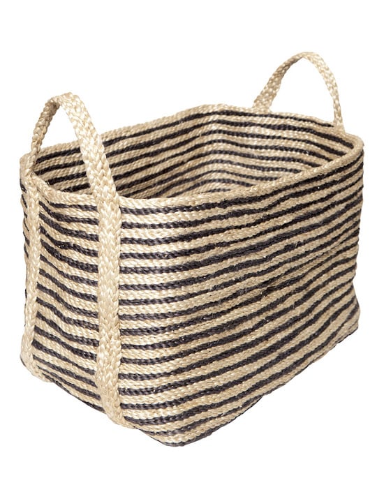 The Dharma Door USA Large Jute Floor Basket, Charcoal Stripe ($199)