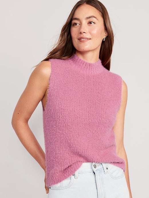 Old Navy Sleeveless Mock-Neck Eyelash Sweater
