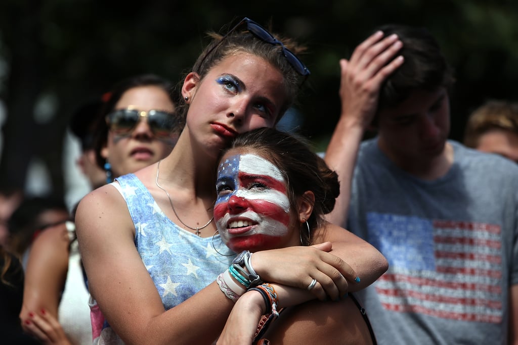 In San Francisco, USA fans hugged each other while watching the final, disappointing moments of the team's game against Belgium.