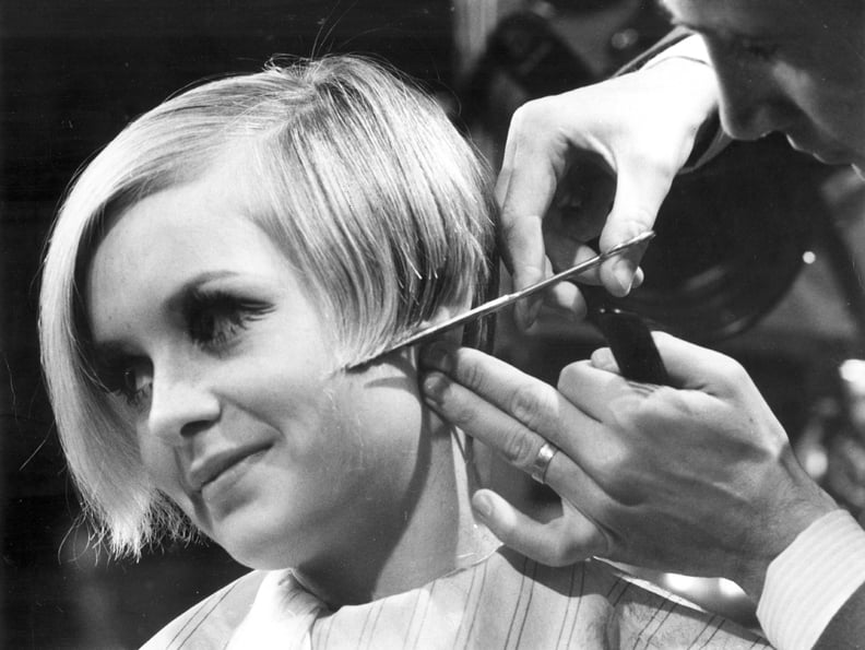 Twiggy Getting a haircut by Leonard of London 1967.