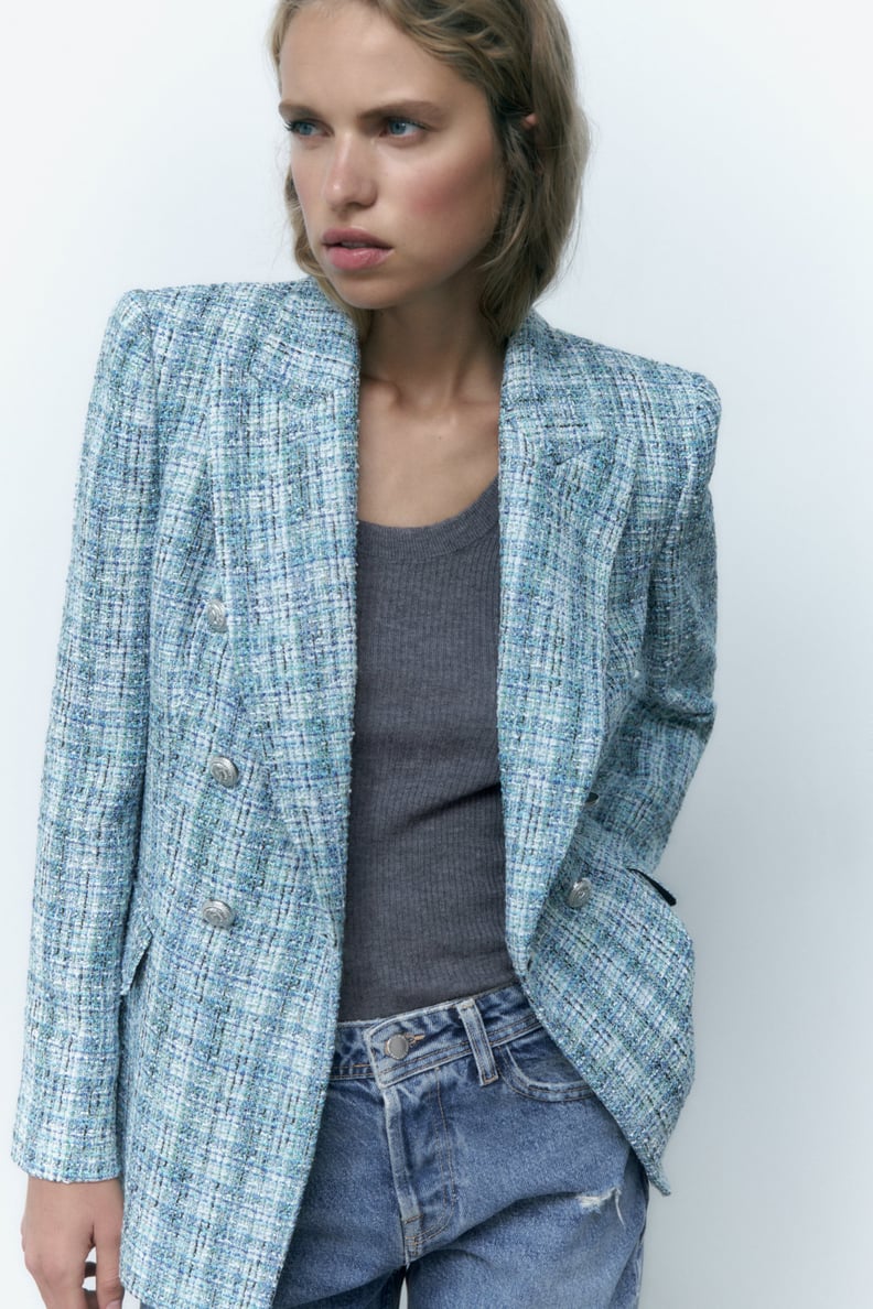 A Cozy Blazer: Zara Textured Double Breasted Blazer