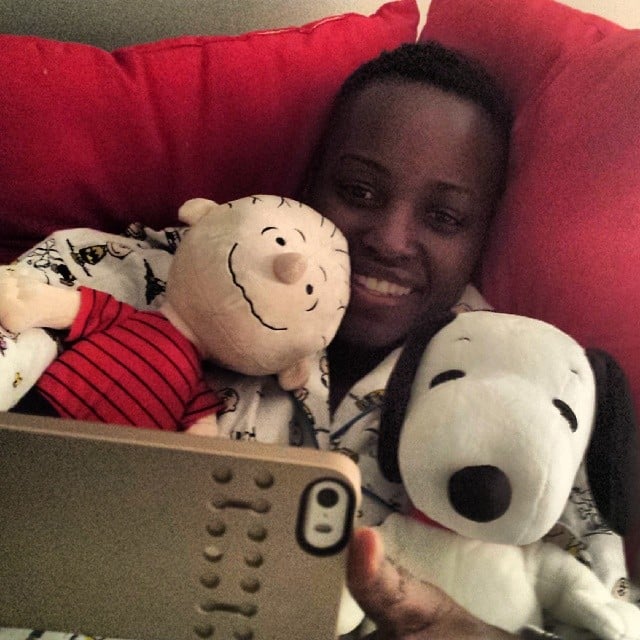 Lupita Nyong'o snapped an adorable selfie with her Peanuts pals.
Source: Instagram user lupitanyongo