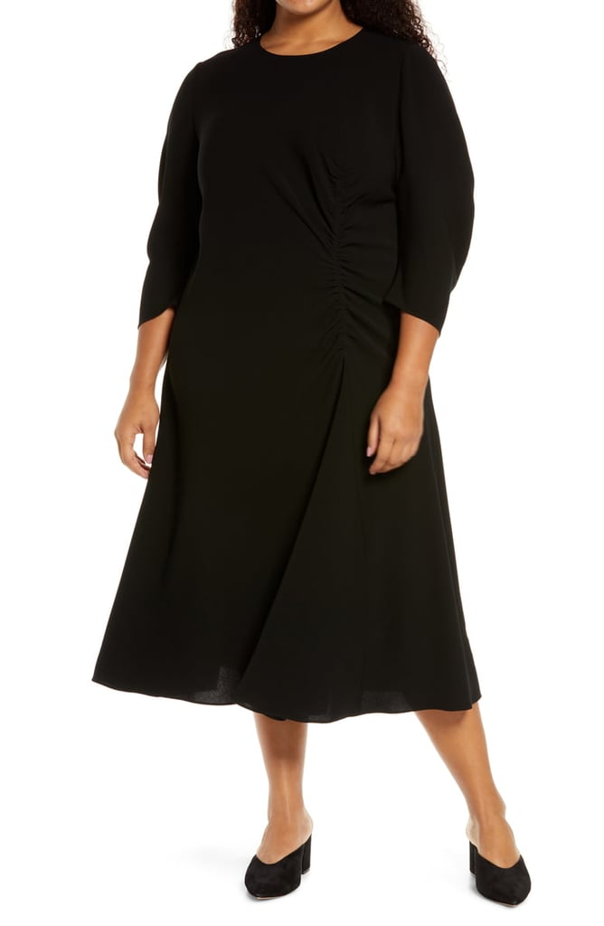 Lafayette 148 Collina Ruched Long Sleeve Midi Dress