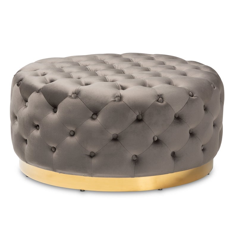 Arlette Velvet Upholstered Round Cocktail Ottoman The Best Furniture