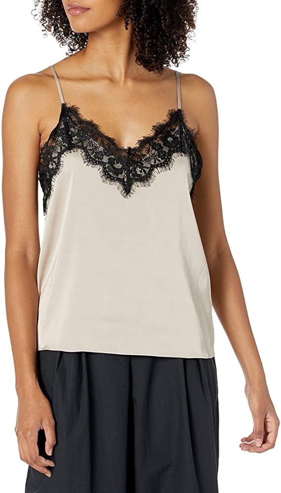 The Drop Natalie V-Neck Lace Trimmed Camisole Tank Top