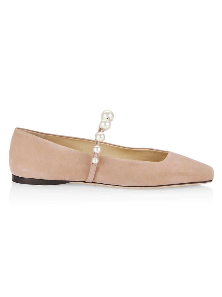 Jimmy Choo Ade Suede Embellished Ballerina Flats