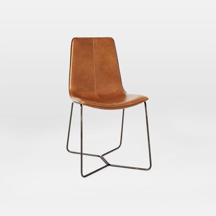 Slope leather cheap dining chair