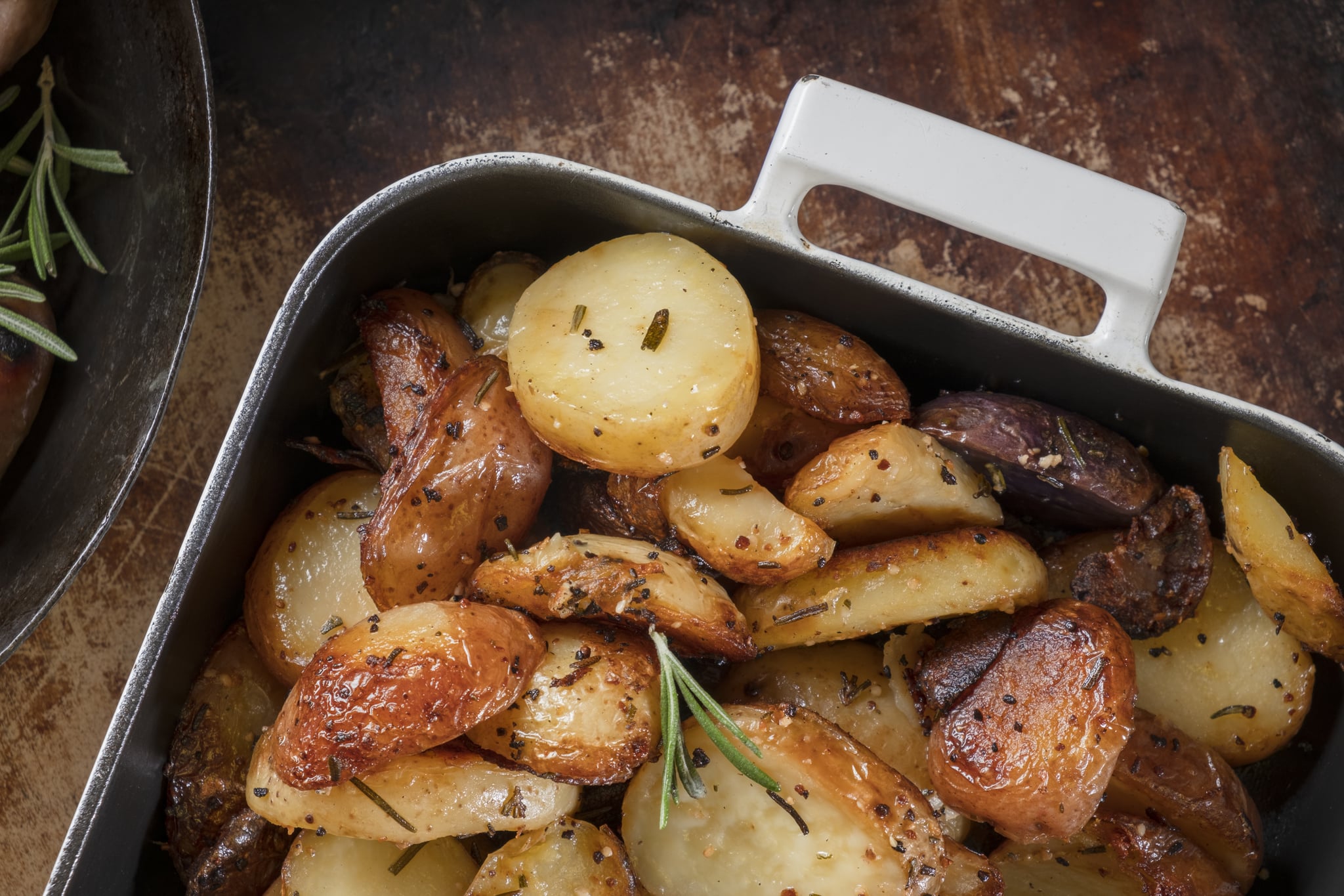 Roasted potato in cast oron pot