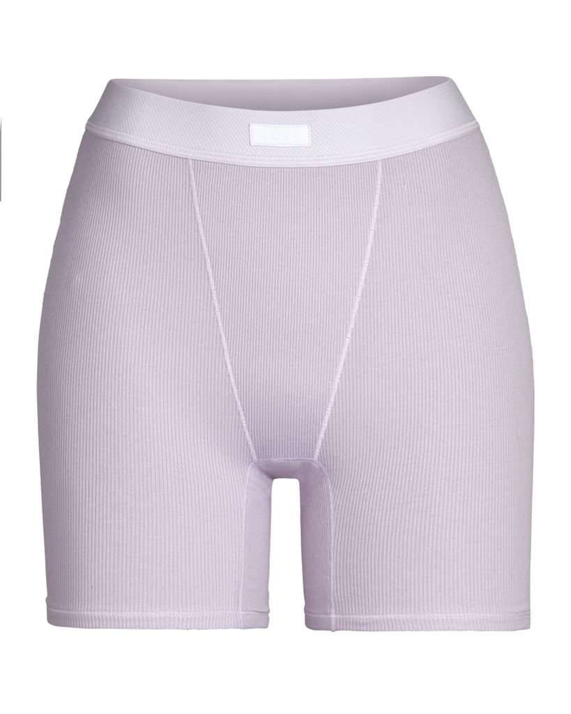 Skims Cotton Ribbed Boxer in Iris Mica