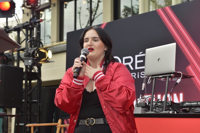 LOS ANGELES, CALIFORNIA - MARCH 19: Mikayla Nogueira  onstage during L'Oreal Paris INFALL-A-THON pop-up event at The Grove featuring live performances and Infallible Fresh Wear product experiences at The Grove on March 19, 2022 in Los Angeles, California.