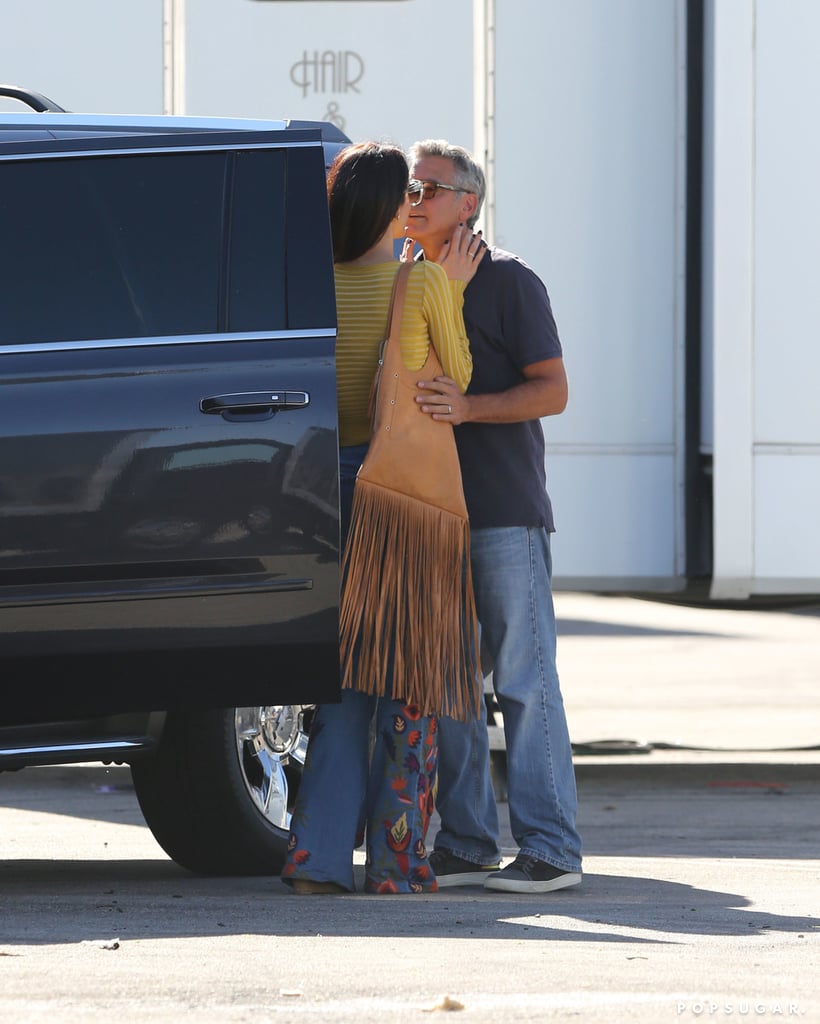 George and Amal Clooney Kissing in LA October 2016