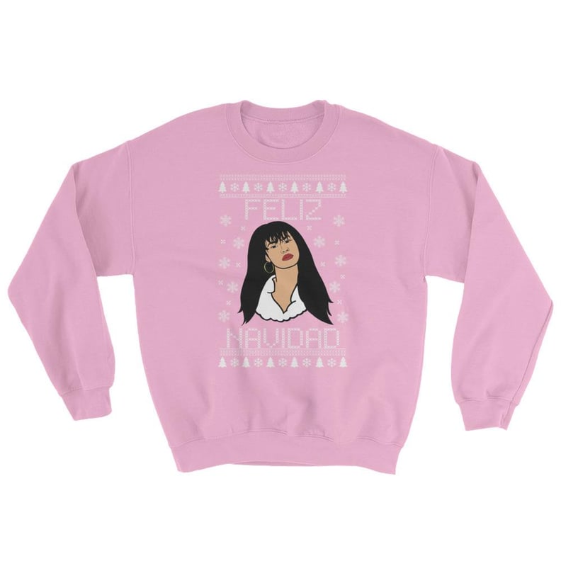 Queen Feliz Navidad Christmas Sweater in Light Pink